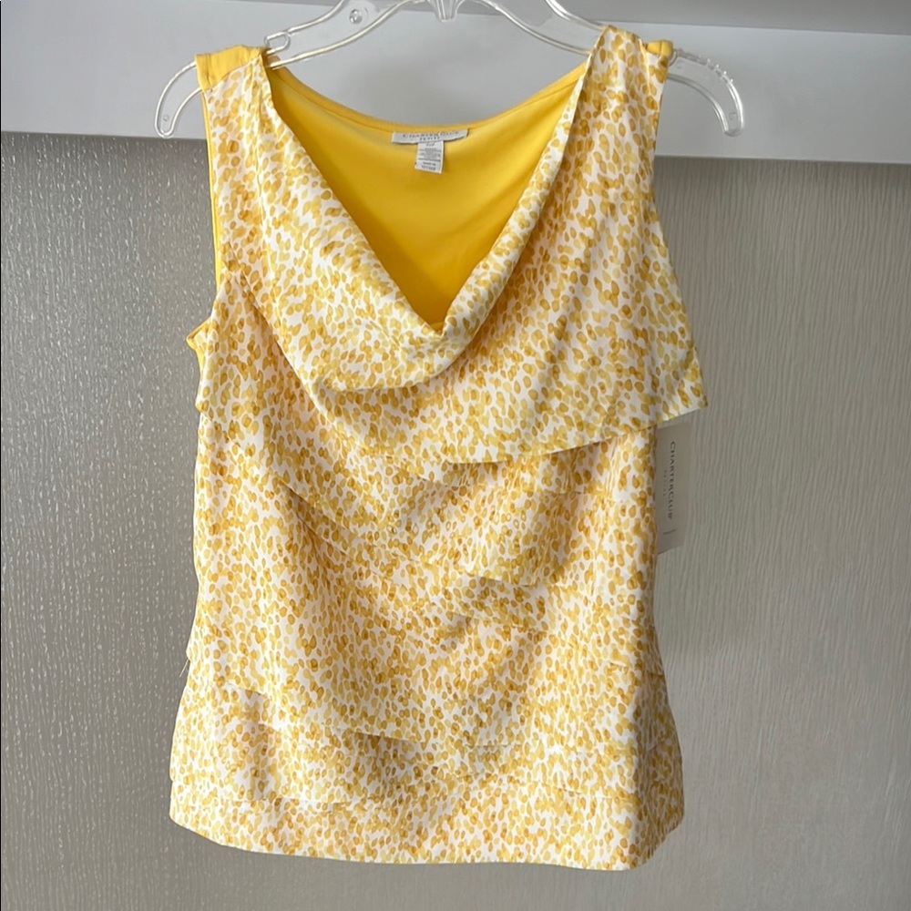 Yellow Patterned Sleeveless Blouse - image 1